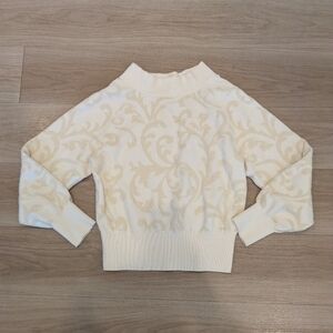 Anthropologie - Boat Mock Neck Sweater Yellow Paisley Pattern - Size S